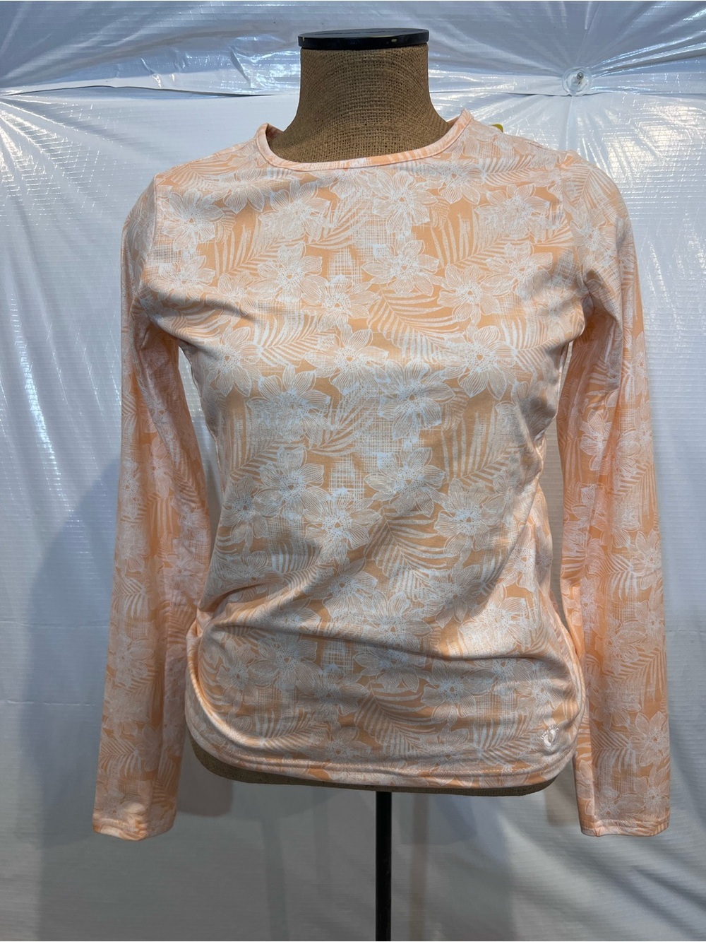 Hang Ten Women Long Sleeve Sun Protection T-Shirt Pocket Rash Guard Sz small
